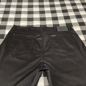 Harley Davidson Black Sheen Shiny Satin Straight Pants Plus Size 20 x 29.5 Short